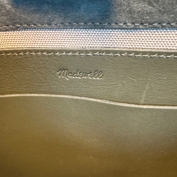 Madewell Essential Olive Green Suede Shoulder Bucket Tote Bag - Picture 9 of 12